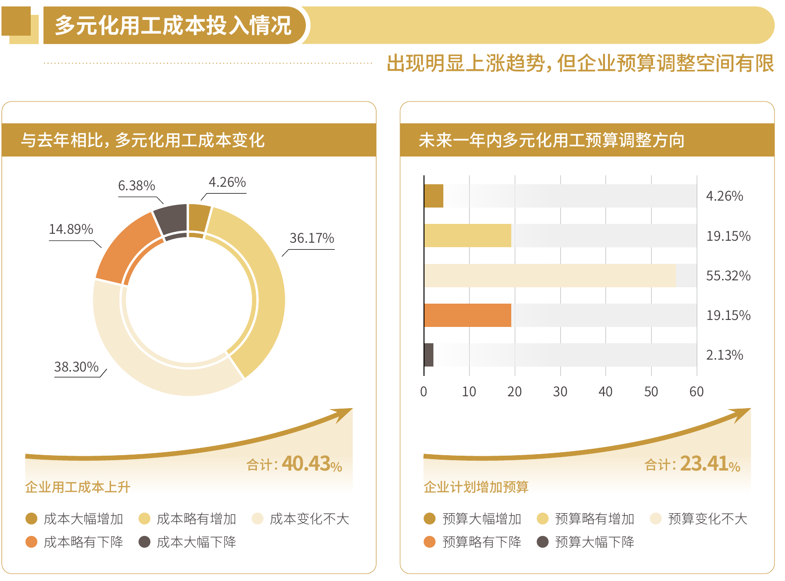 白皮书相关调研中的多元化用工成本变化与预算调整情况